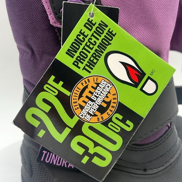 NWT Tundra Kids Thermal Snow Boots – Black/Purple Size 8 - Picture 12 of 15